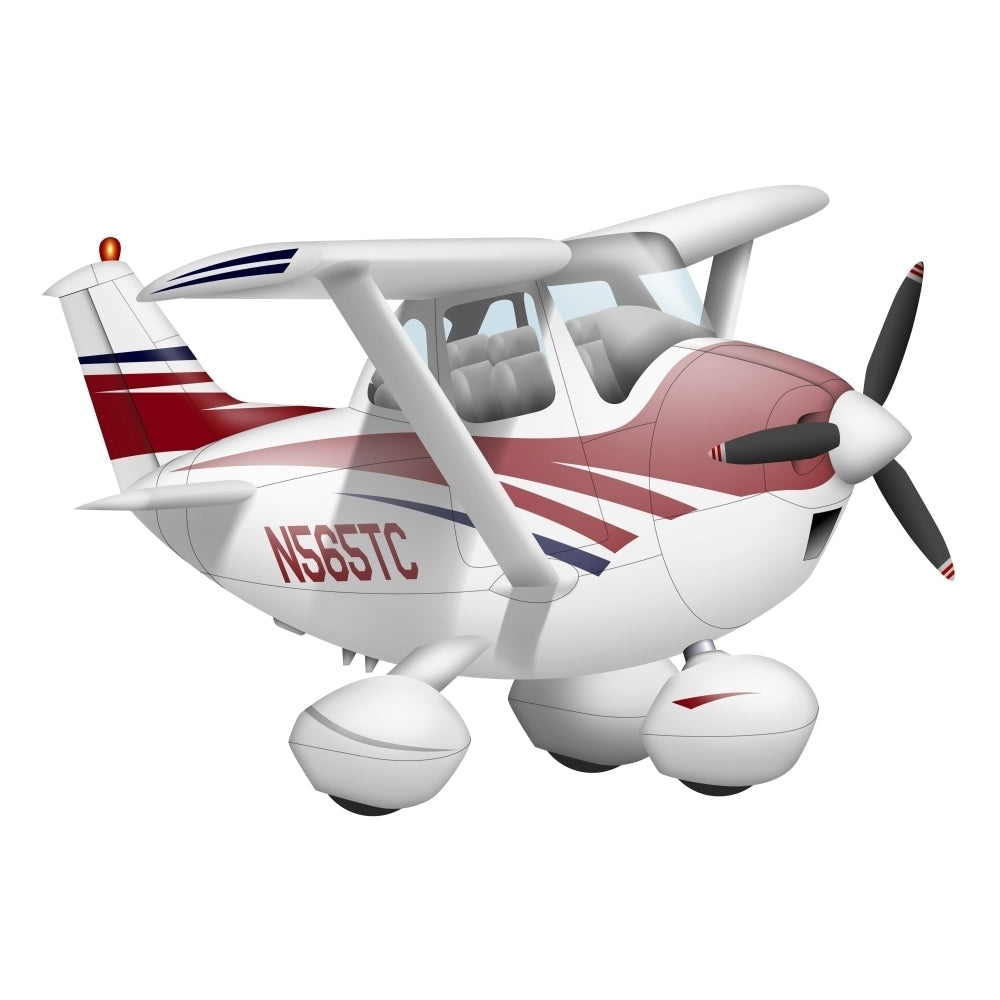 Cartoon illustration of a Cessna 182 aeroplane Poster Print Image 1