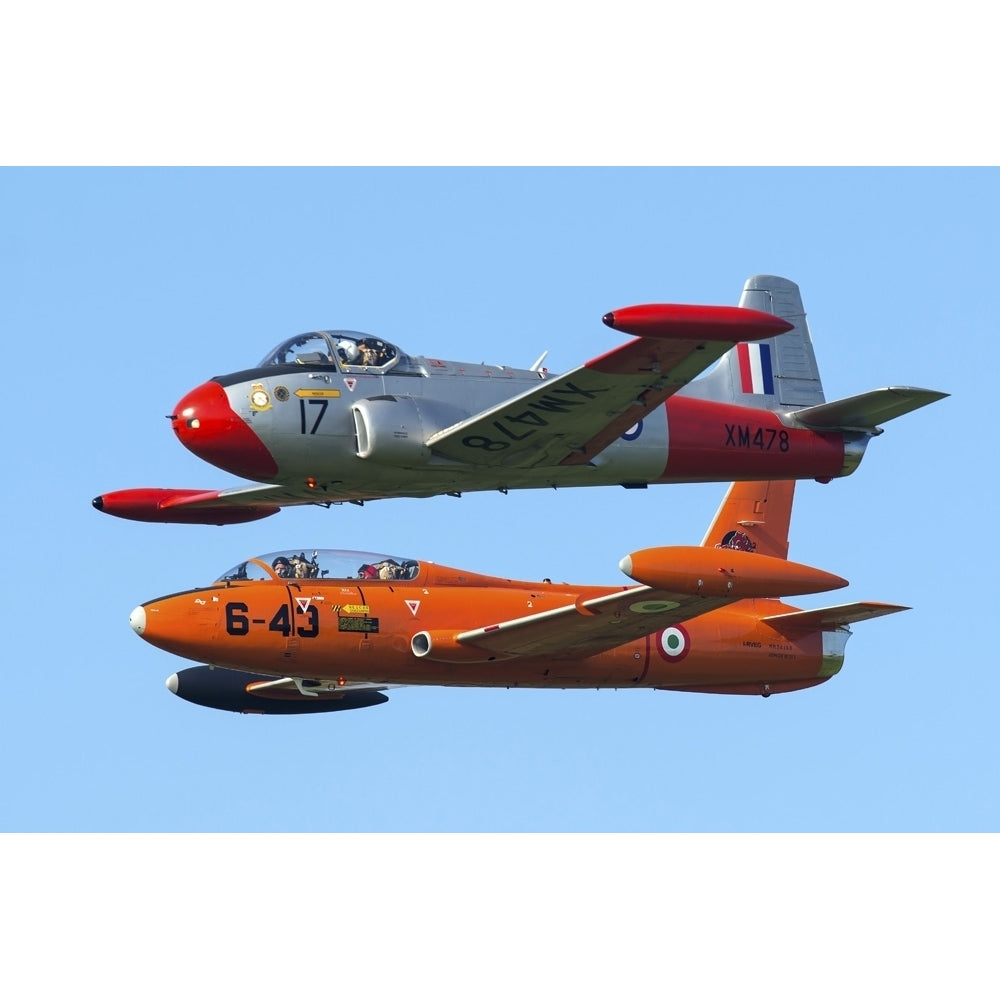 An MB-326E of the Italian Air Force flies alongside a Jet Provost T3A Poster Print Image 1