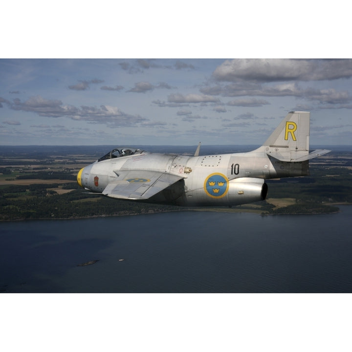 Saab J 29 vintage jet fighter of the Swedish Air Force Historic Flight Poster Print Image 2