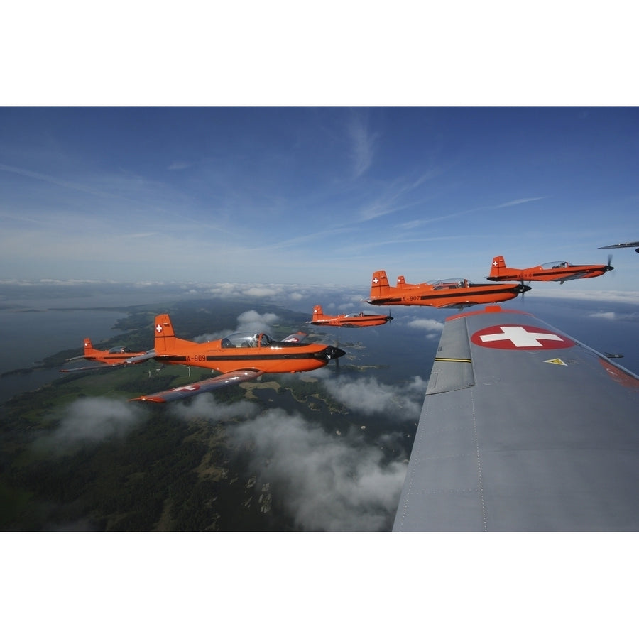 Swiss Air Force display team PC-7 Team flying the Pilatus PC-7 turboprop trainer aircraft Poster Print Image 1