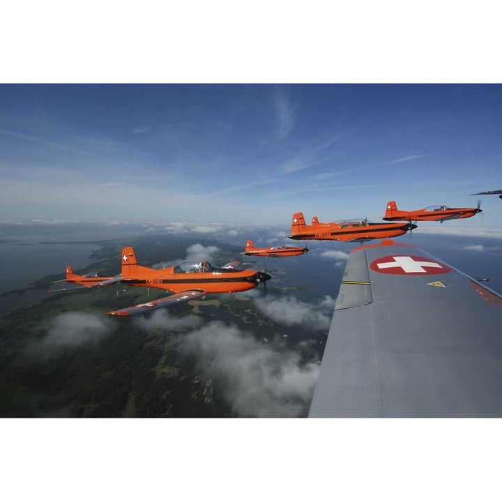 Swiss Air Force display team PC-7 Team flying the Pilatus PC-7 turboprop trainer aircraft Poster Print Image 1