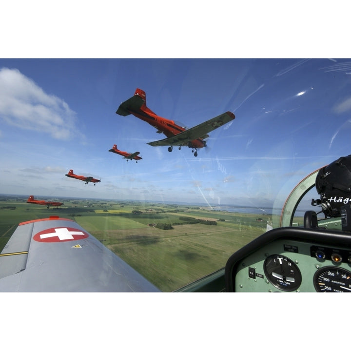 Inside the Pilatus PC-7 turboprop trainer of the Swiss Air Force display team. Poster Print Image 1