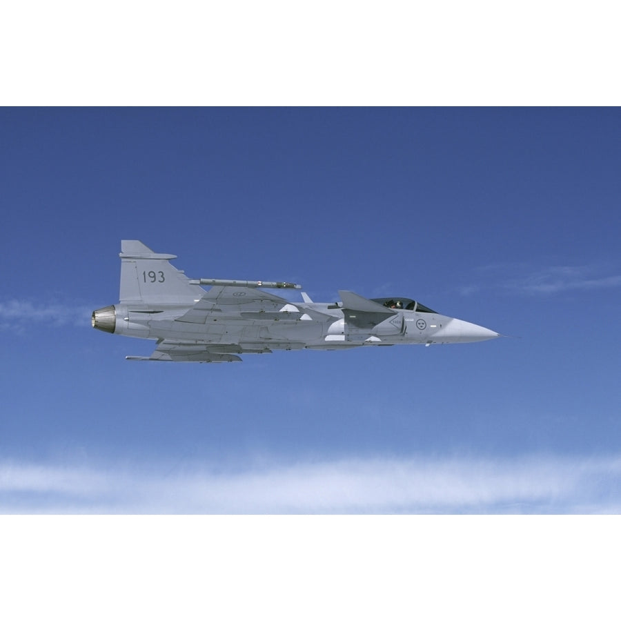 Saab JAS 39 Gripen fighter of the Swedish Air Force Poster Print Image 1