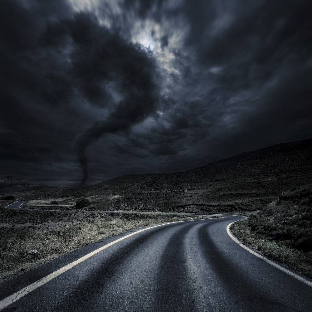 Tornado near a winding road in the mountains Crete Greece Poster Print Image 1