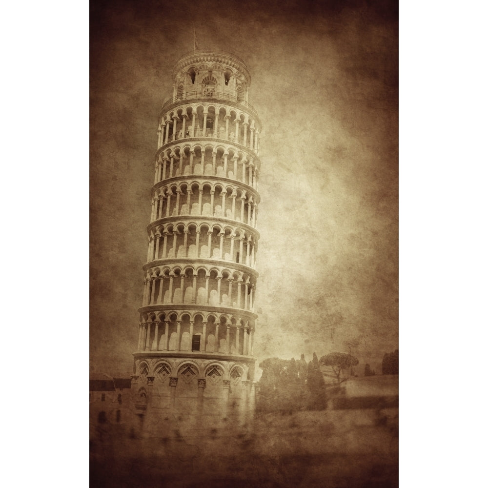 Vintage photo of the Leaning Tower of Pisa Italy Poster Print Image 2