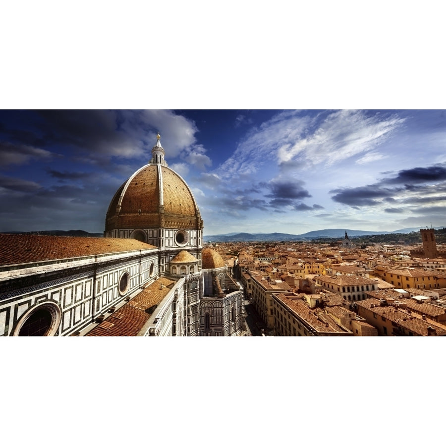 Piazza del Duomo with Basilica of Saint Mary of the Flower Florence Italy Poster Print Image 1