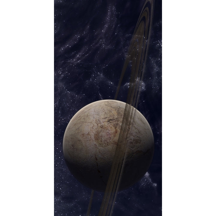 A ringed planet in front of an odd starfield Poster Print Image 1