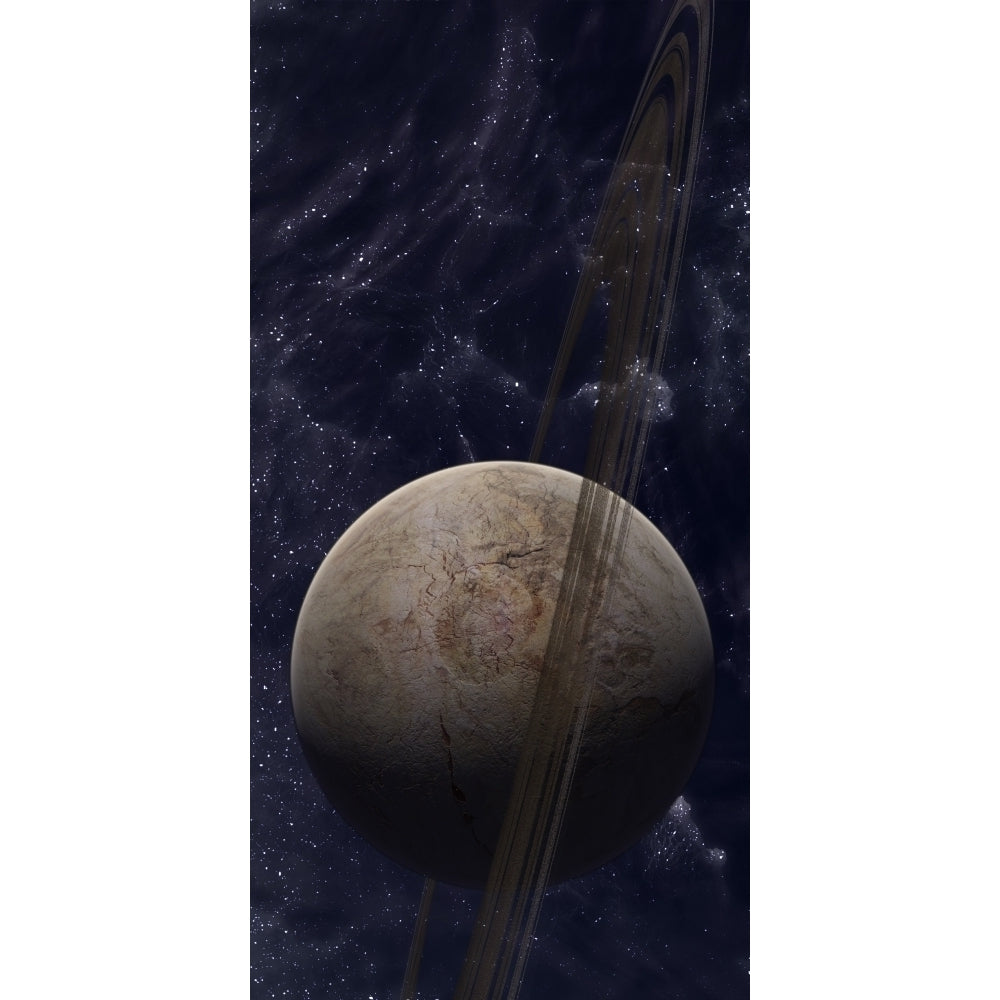 A ringed planet in front of an odd starfield Poster Print Image 2