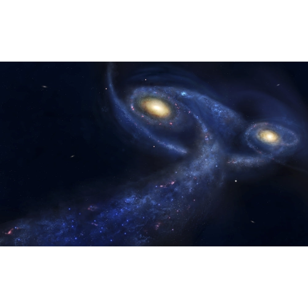 The predicted collision between the Andromeda galaxy and the Milky Way Poster Print Image 1