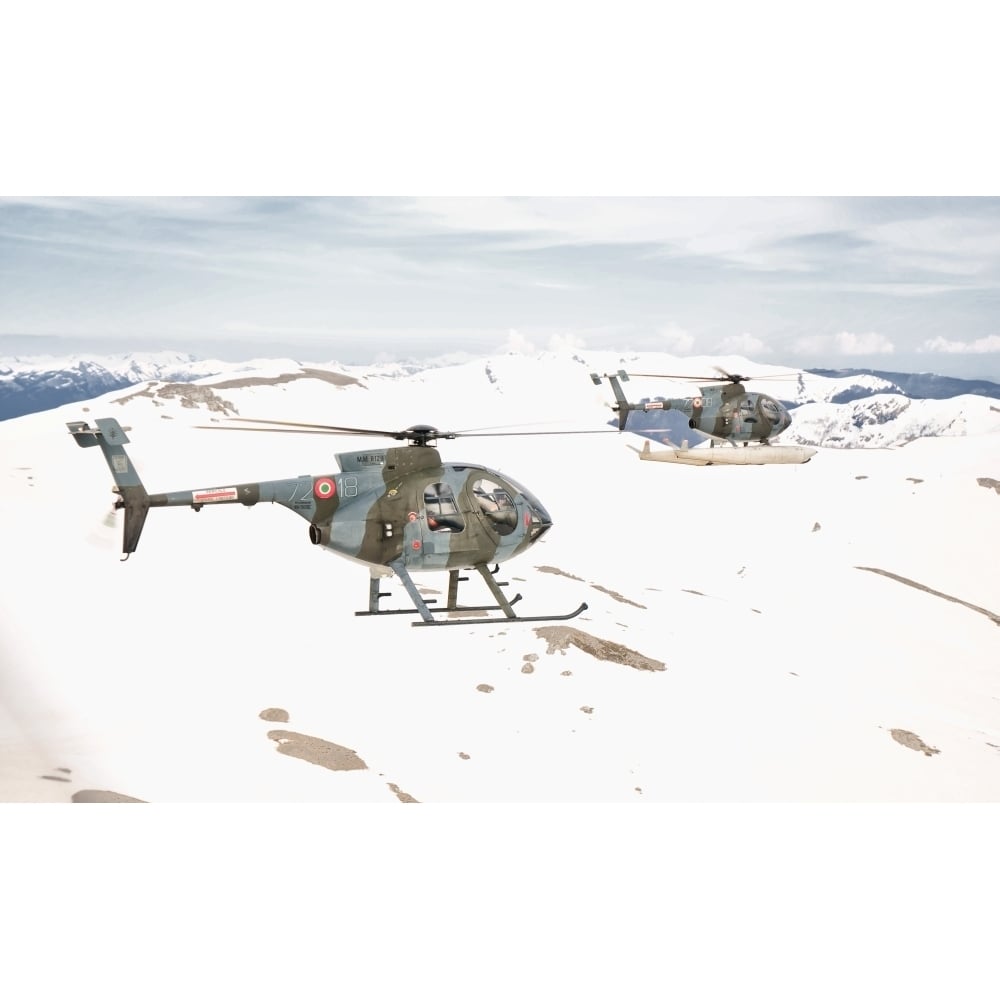 Two Breda Nardi NH-500 helicopters of the Italian Air Force over Frosinone Italy Poster Print Image 1