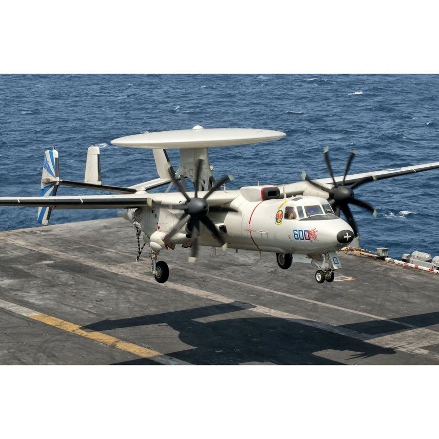 A US Navy E-2C Hawkeye prepares to land aboard USS Eisenhower Poster Print Image 1