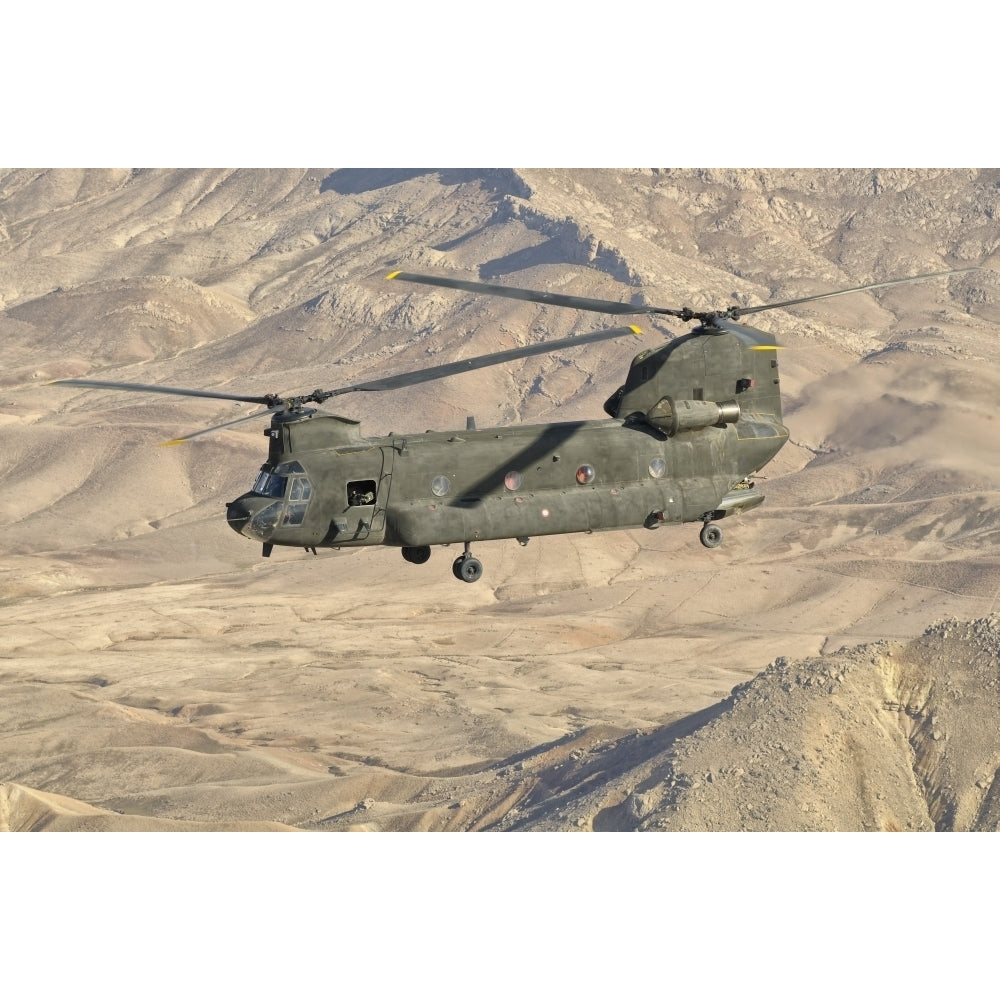 Italian Army CH-47C Chinook helicopter in flight over Afghanistan Poster Print Image 1