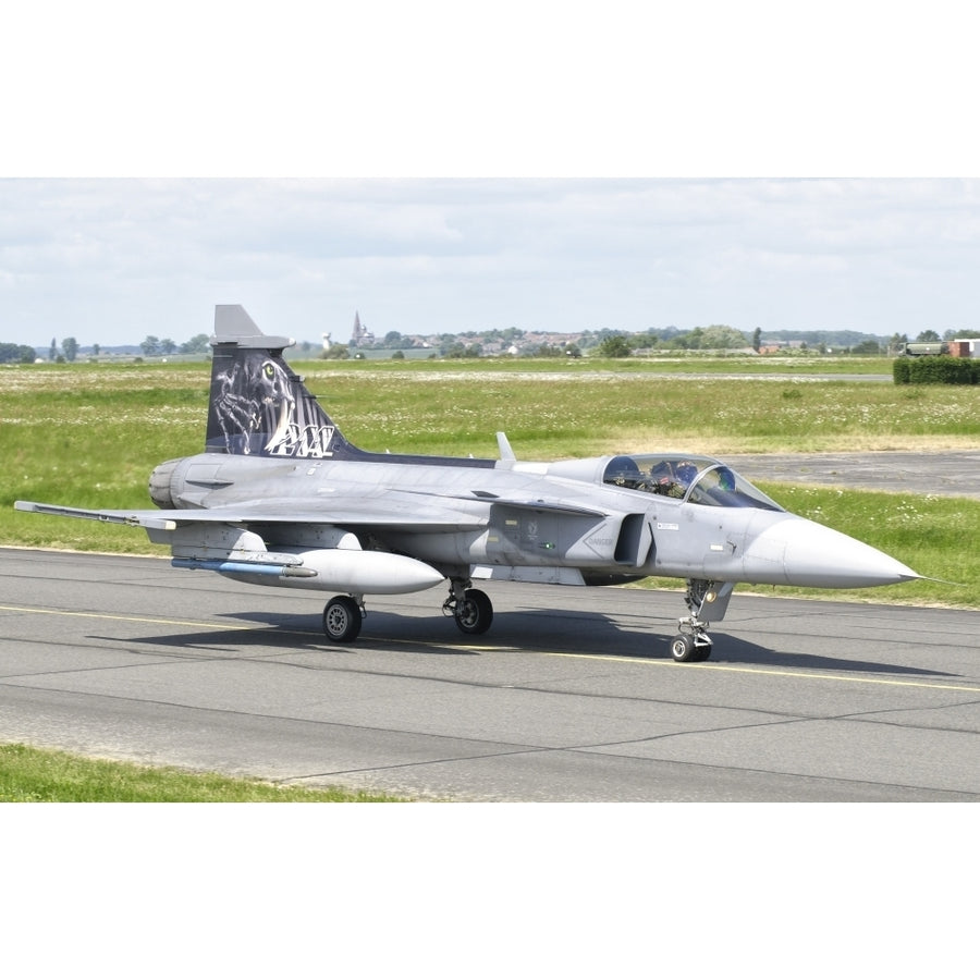 A Saab JAS-39 Gripen of the Czech Air Force on the flight line at Cambrai Air Base France Poster Print Image 1