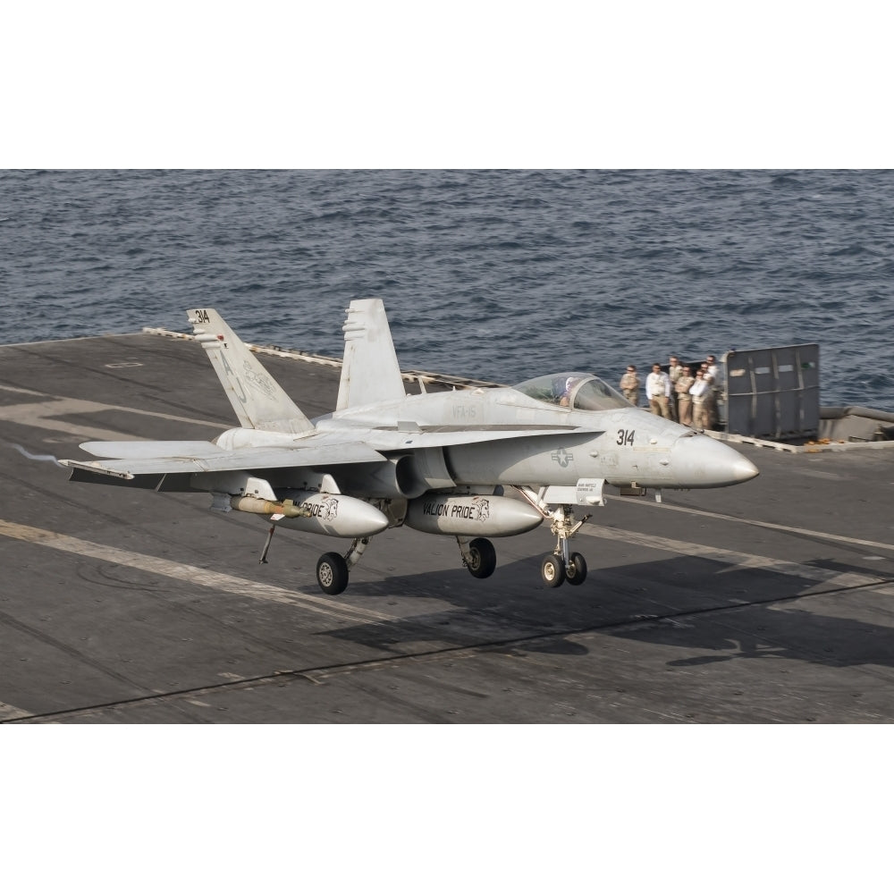 An F/A-18C Hornet trap landing aboard USS George H.W. Bush Poster Print Image 2