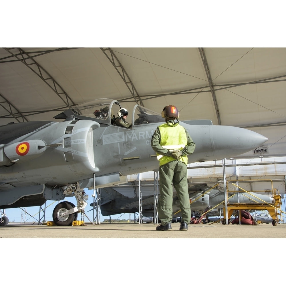 Spanish Navy AV-8B Harrier at Rota Naval Air Station Spain. Poster Print by Giovanni Colla/Stocktrek Images Image 1