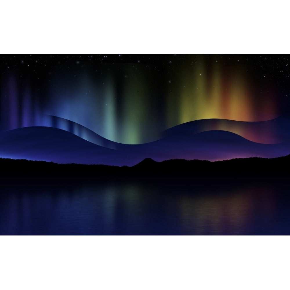 Abstract illustration of the Northern Lights Poster Print Image 2