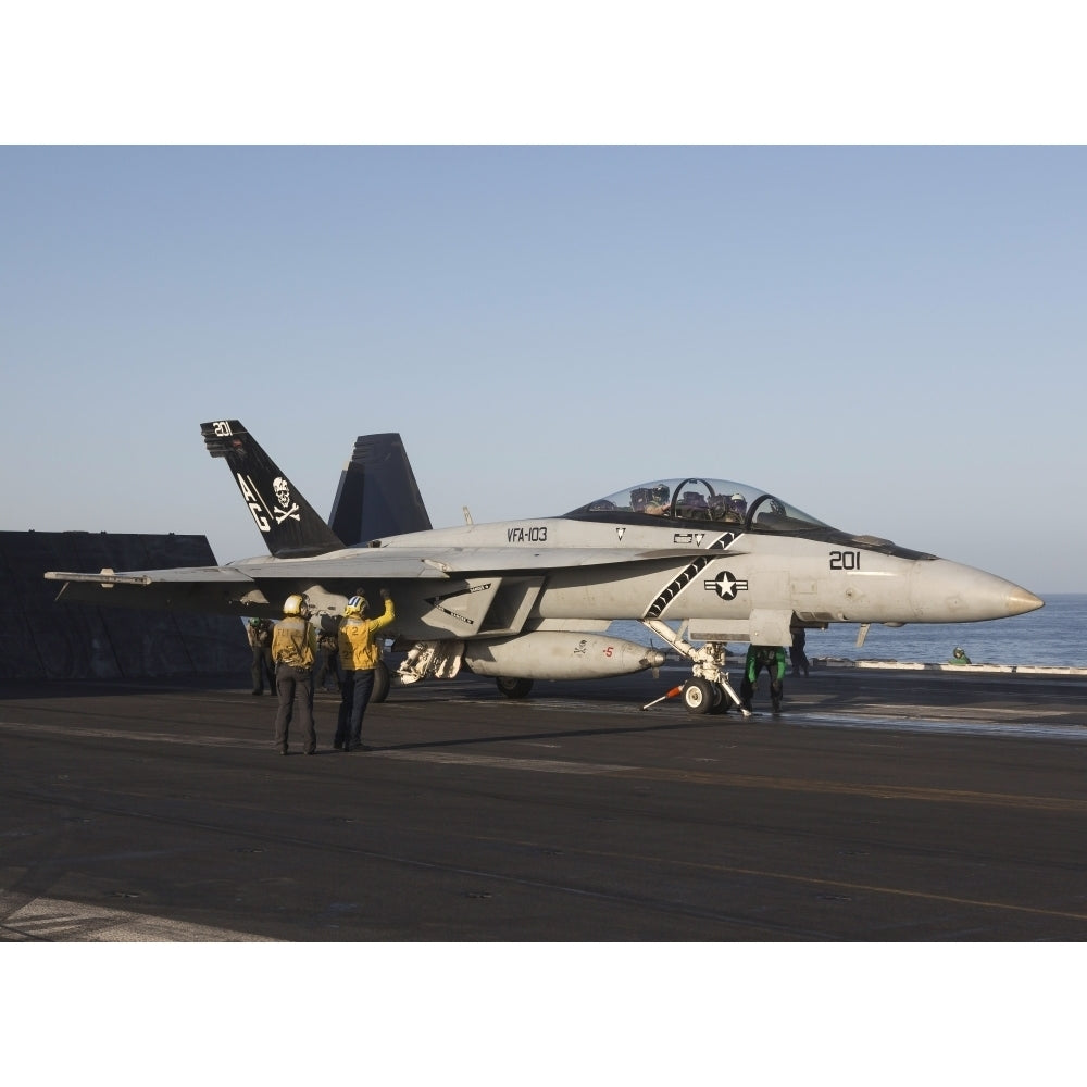 An F/A-18F Super Hornet during flight operations on USS Dwight D. Eisenhower Poster Print Image 2