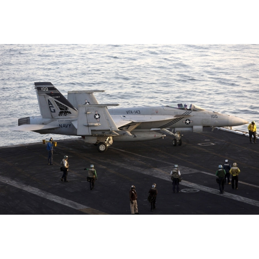 An F/A-18E Super Hornet during flight operations on USS Dwight D. Eisenhower Poster Print Image 1