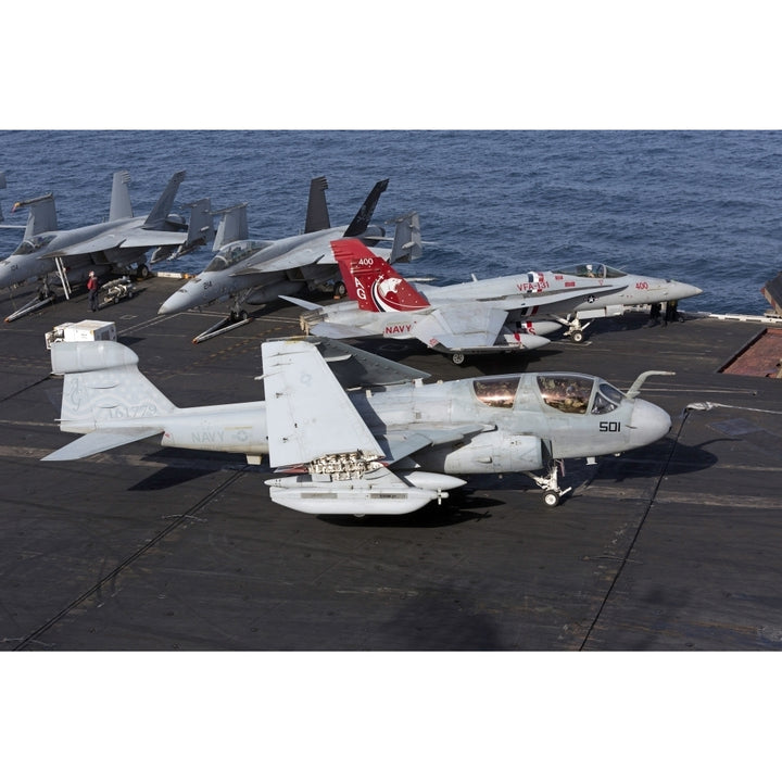 An EA-6B Prowler during flight operations on USS Dwight D. Eisenhower Poster Print Image 1