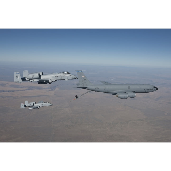 Two A-10C Thunderbolts prepare to refuel from a KC-135 Stratotanker Poster Print Image 2