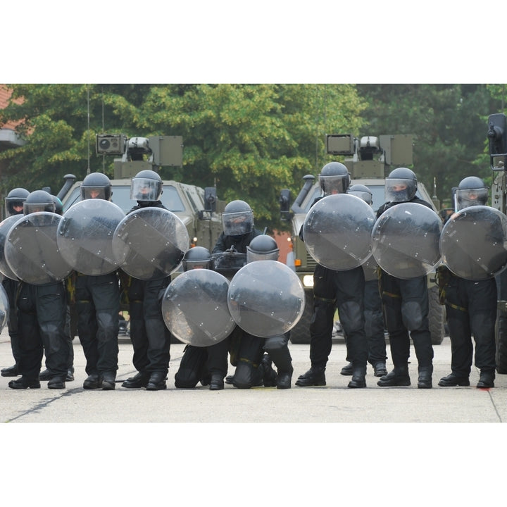 Belgian Infantry soldiers training in crowd and riot control Poster Print Image 1