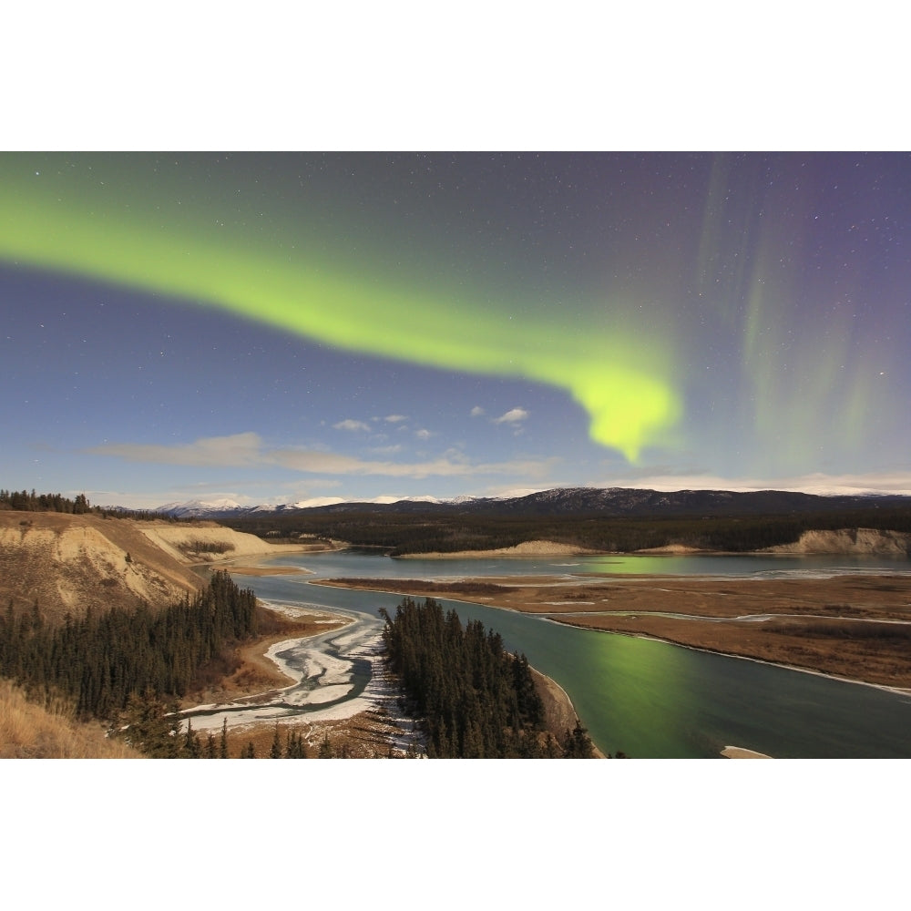 Aurora borealis over the Yukon River Whitehorse Yukon Canada Poster Print Image 2