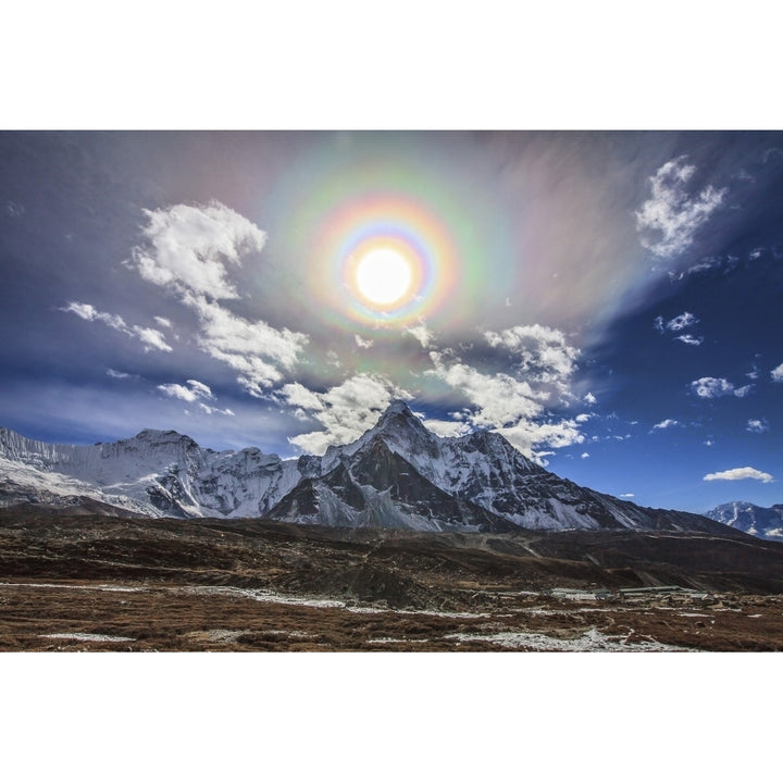 Solar corona above the Ama Dablam mountain in the Himalaya range of easten Nepal Poster Print Image 2