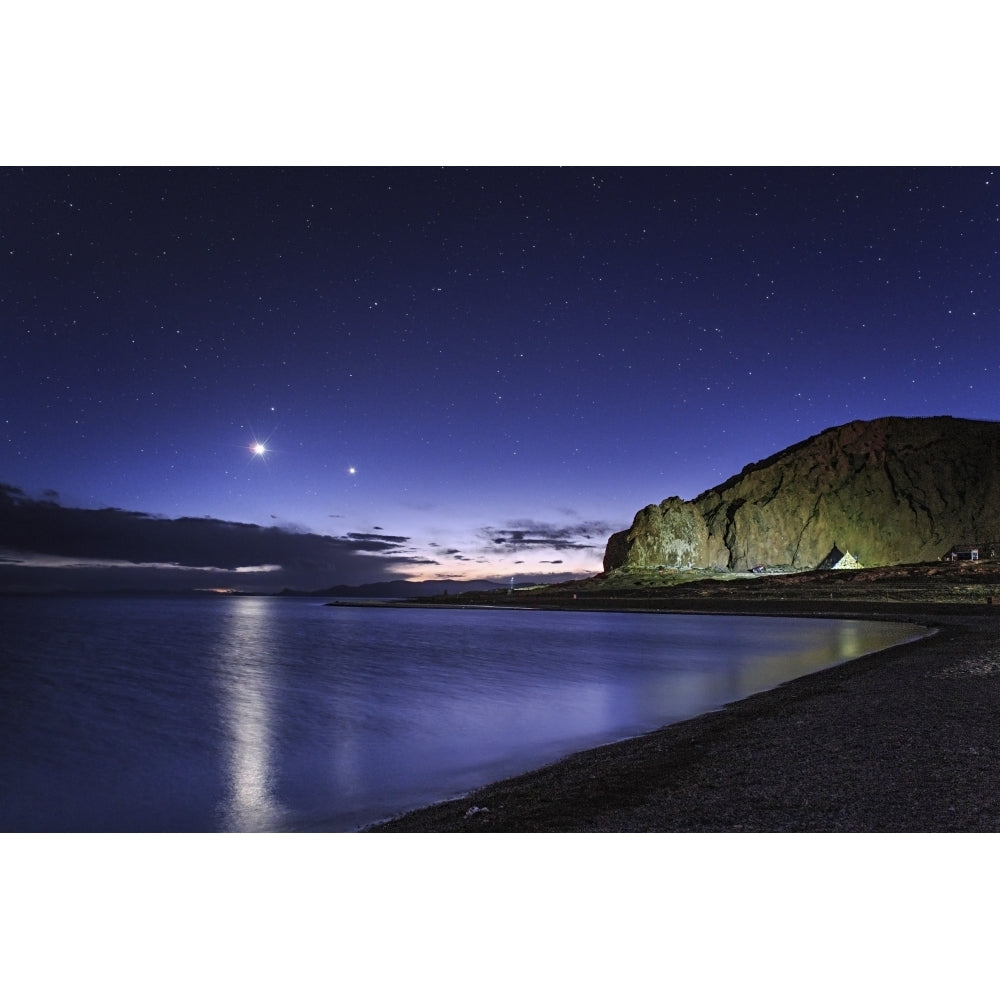 Venus and Jupiter dance in the evening twilight over Lake Namtso Tibet China. Poster Print by Jeff Dai/Stocktrek Image Image 1