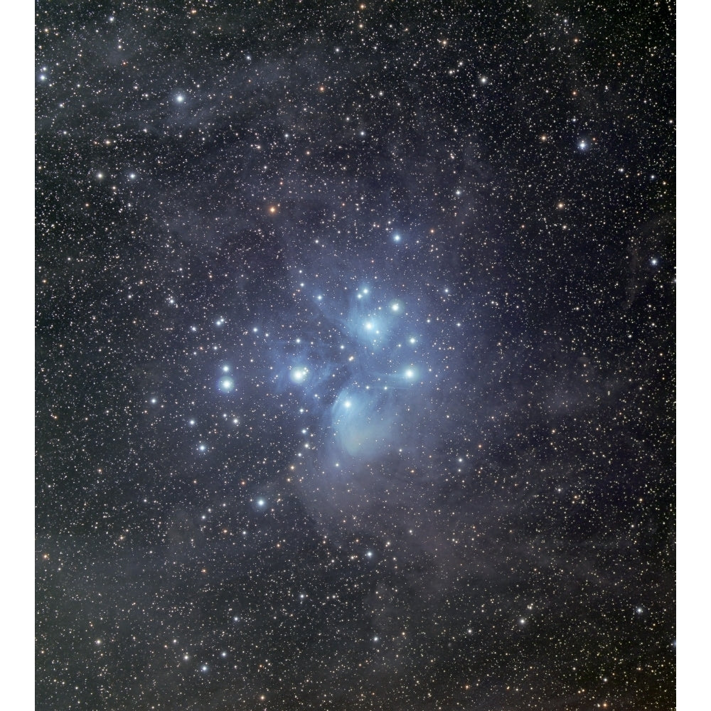 The Pleiades surrounded by dust and nebulosity Poster Print Image 1