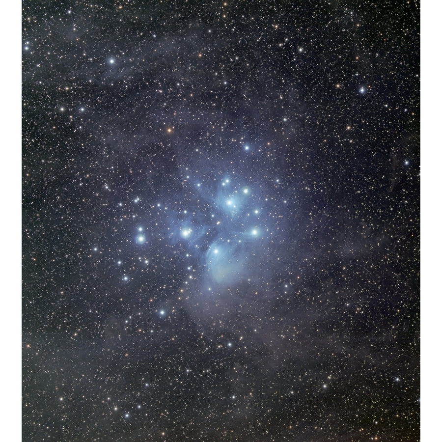 The Pleiades surrounded by dust and nebulosity Poster Print Image 1