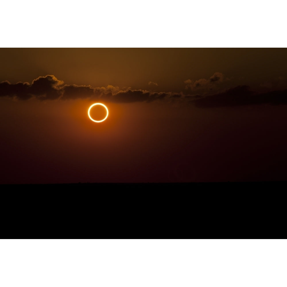 Totality during annular solar eclipse with ring of fire Poster Print Image 1