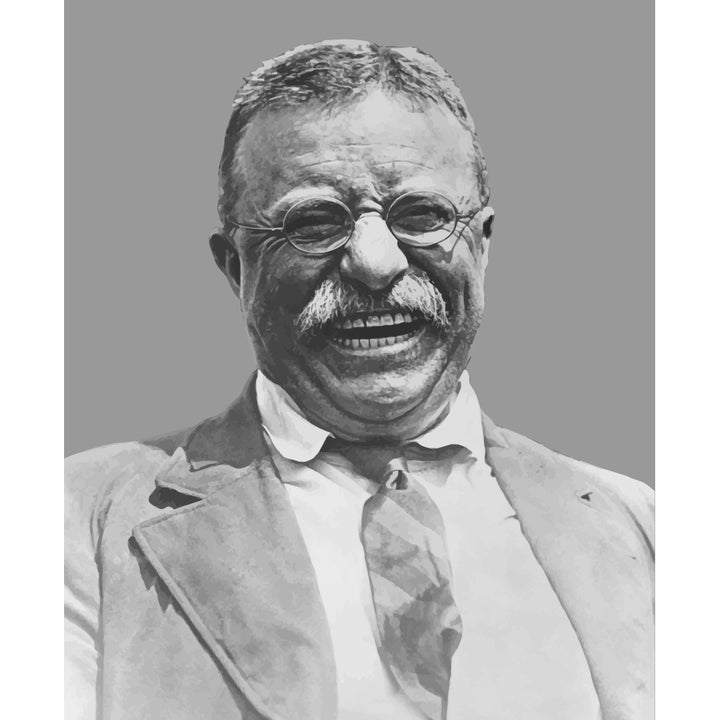 Digitally restored vector portrait of Theodore Roosevelt smiling Poster Print Image 2