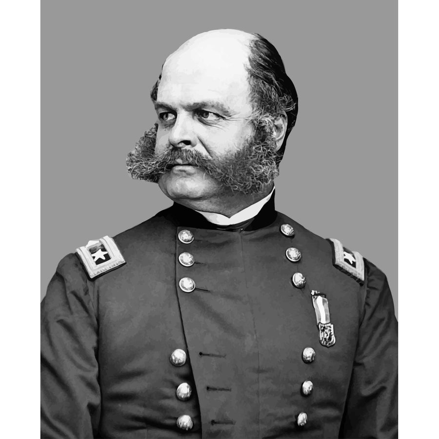 Digitally restored vector portrait of Union Army General Ambrose Everett Burnside Poster Print Image 1