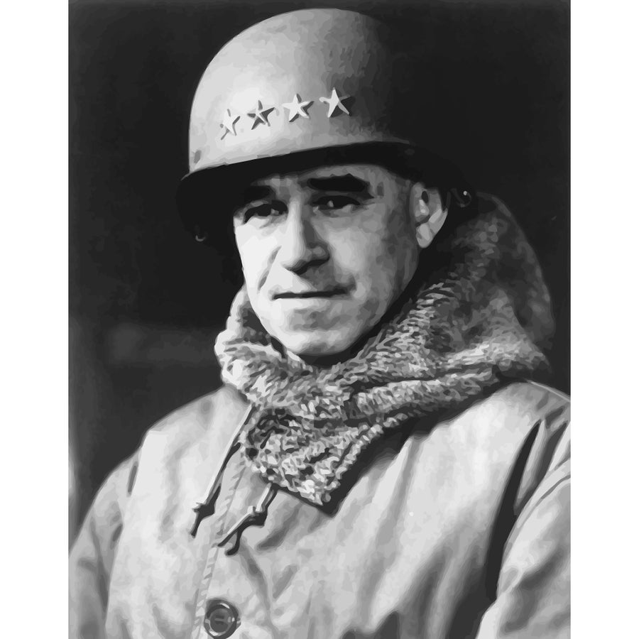 Digitally restored vector portrait of Omar Bradley Poster Print Image 1