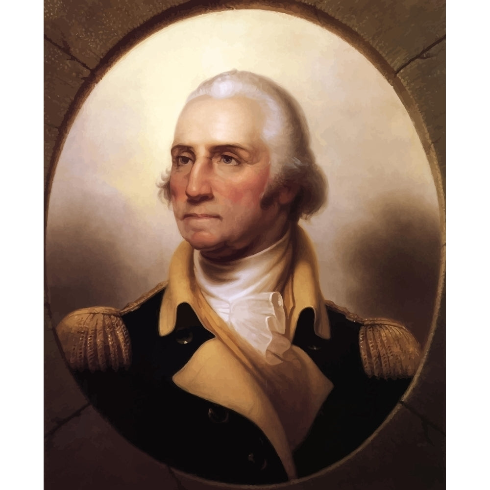 Digitally restored vector painting of George Washington Poster Print Image 1