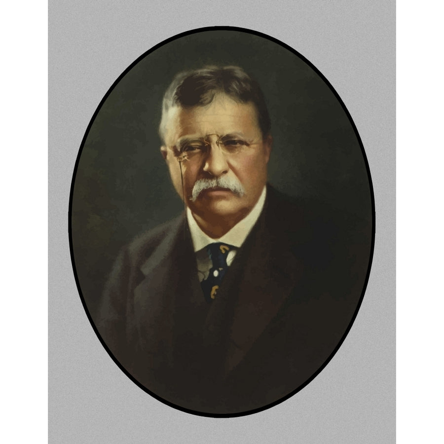 Digitally restored vector painting of President Theodore Roosevelt Poster Print Image 1