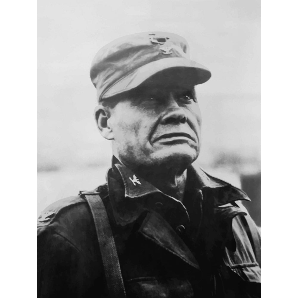 Digitally restored vector portrait of General Lewis Chesty Puller Poster Print Image 2