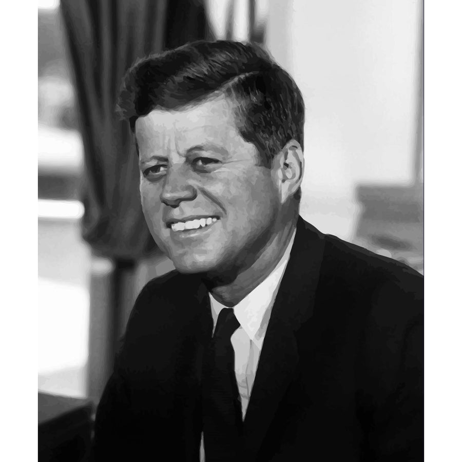 Digitally restored vector portrait of John F. Kennedy Poster Print Image 1