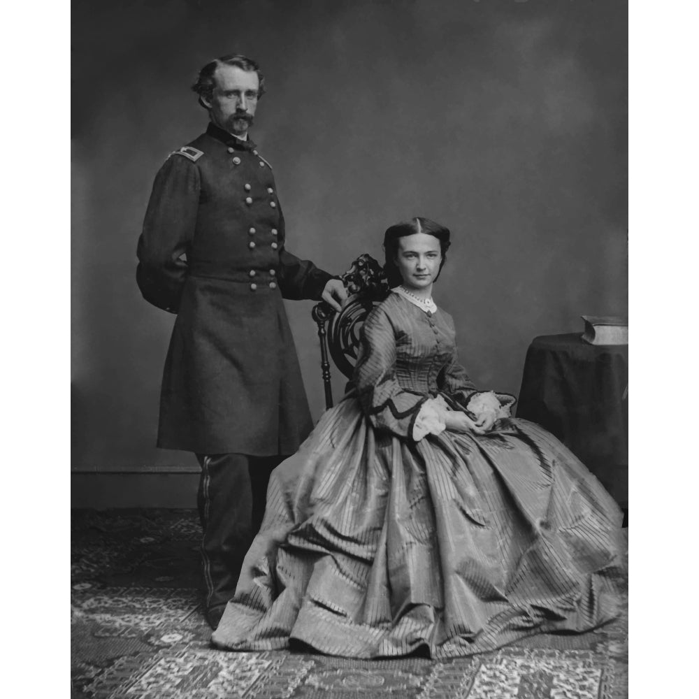 Digitally restored vector photo of General George Armstrong Custer and his wife Poster Print Image 2