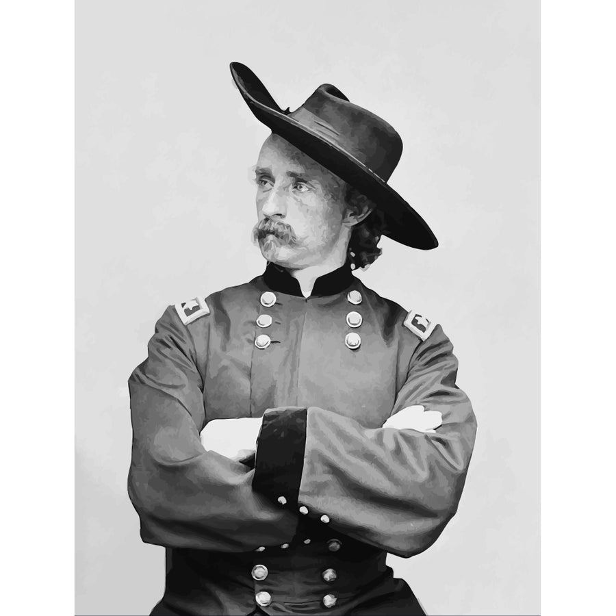 Digitally restored vector portrait of General George Armstrong Custer Poster Print Image 1