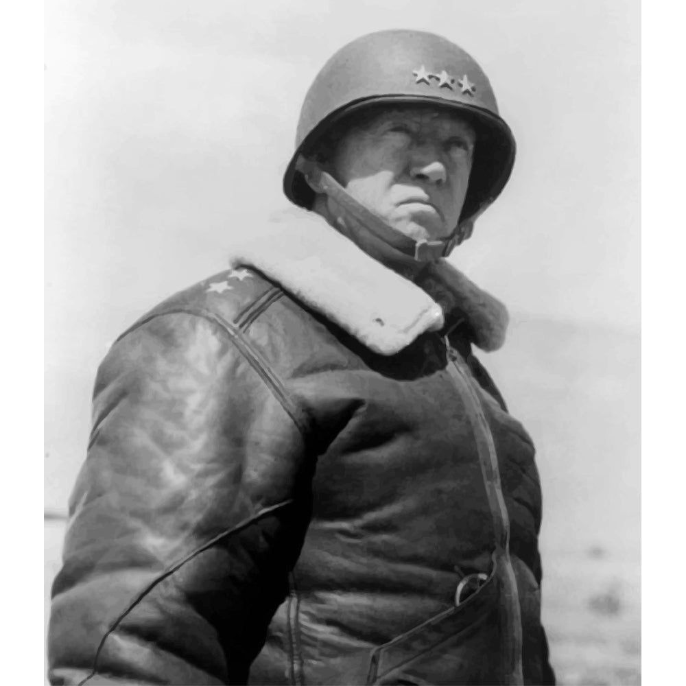 Digitally restored vector photograph of General George Smith Patton Poster Print Image 1