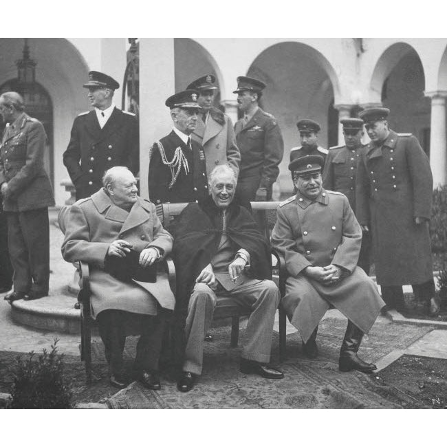 Digitally restored photo of leaders meeting at the Yalta Conference Poster Print by John Parrot/Stocktrek Images Image 1