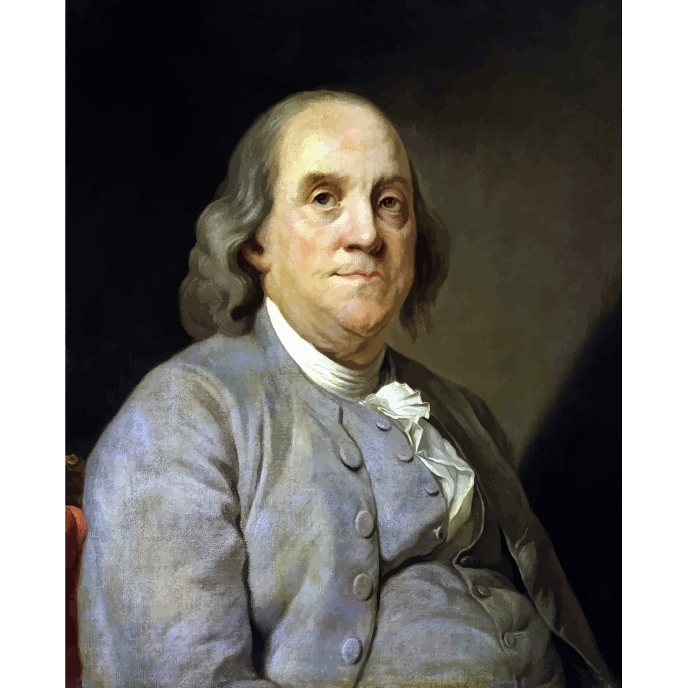 Digitally restored vector painting of Benjamin Franklin Poster Print Image 2