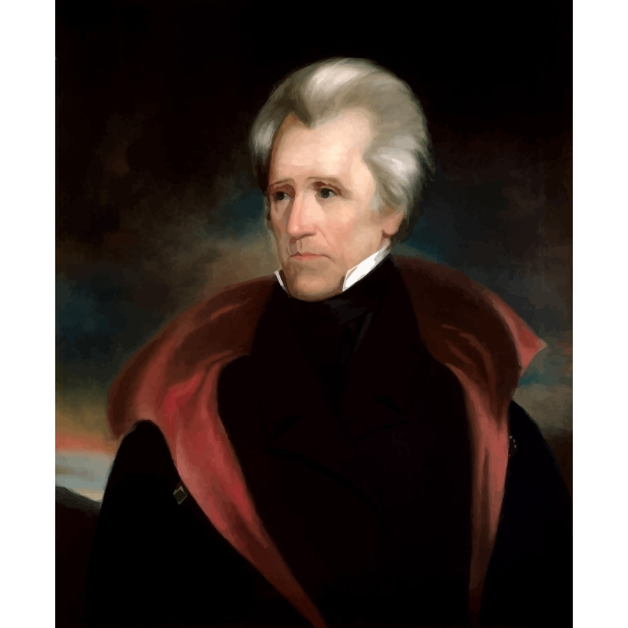 Digitally restored vector painting of President Andrew Jackson Poster Print Image 1