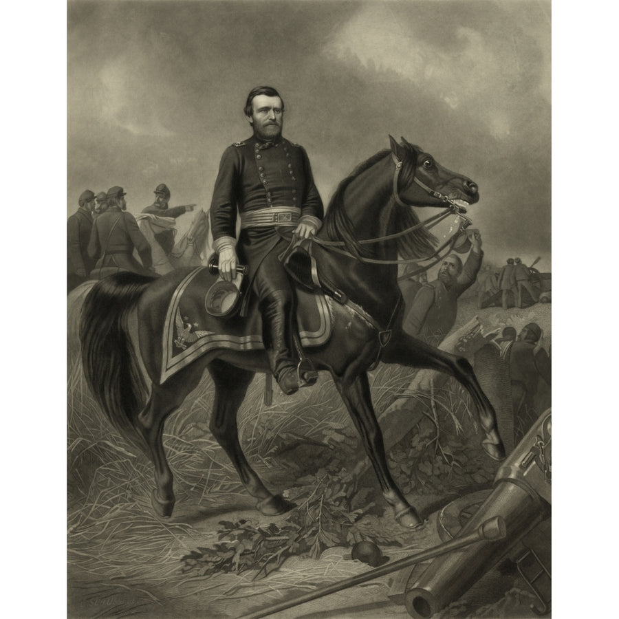 Digitally restored picture of General Grant during the American Civil War Poster Print Image 1