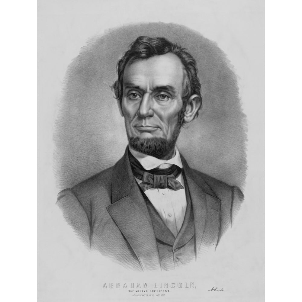 Digitally restored vintage Abraham Lincoln print Poster Print Image 1