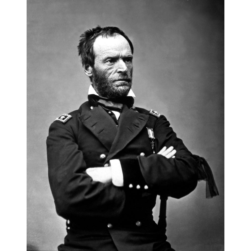 Digitally restored vector portrait of General Sherman Poster Print Image 2