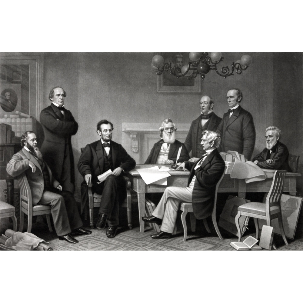 Digitally restored picture of President Lincoln reading the Emancipation Proclamation to his cabinet Print Image 2