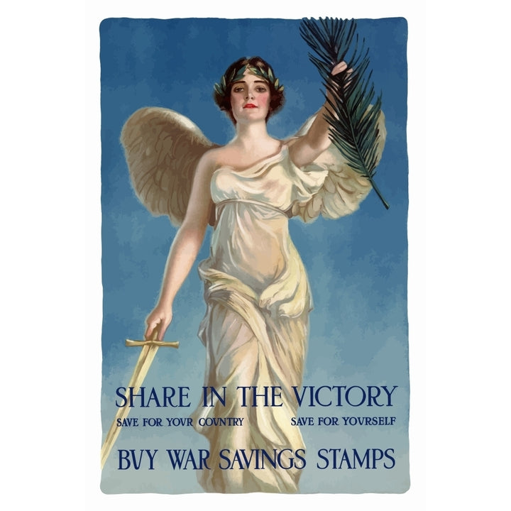 World War One poster of Lady Liberty holding a sword and an olive branch Poster Print Image 1