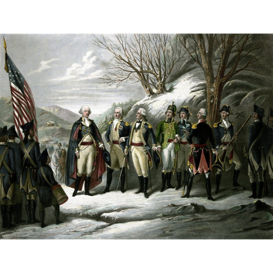 Digitally restored picture of General George Washington and his military commanders Poster Print Image 1